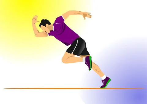 The running people. Vector 3d Stock Illustration