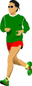 The running people. Vector illustration Stock Illustration