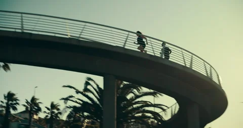 Running, personal trainer and people city for training, amputee and cardio Stock Footage 287419148
