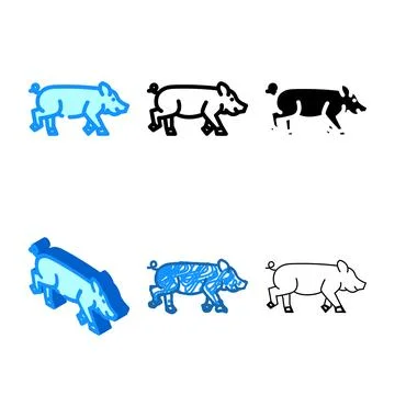 Running pig farm forms color icon vector Stock Illustration