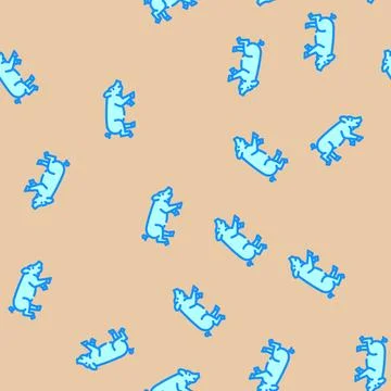 Running pig farm vector seamless pattern Stock Illustration