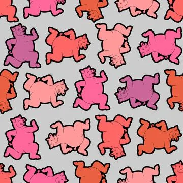 Running pig pattern seamless. swine run background. Baby fabric ornament 스톡 일러스트
