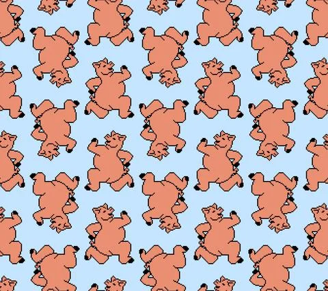 Running pig pixel art pattern seamless. 8 bit swine run background. pixelated 스톡 일러스트