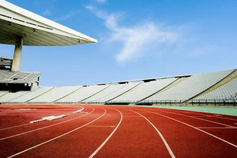 Running pist inside stadium Stock Photos