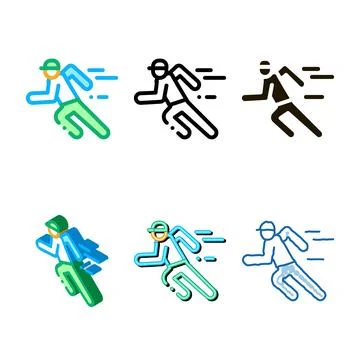 Running player styles icon vector outline Stock Illustration