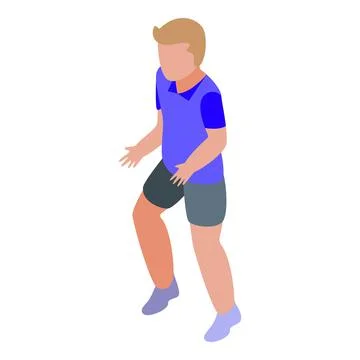 Running playing cricket icon, isometric style Illustrazione stock