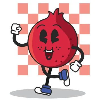 Running pomegranate fun. Vector Illustrazione stock