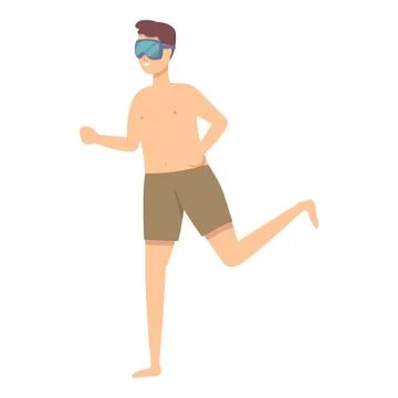 Running in pool icon cartoon vector. Swim camp Stock Illustration