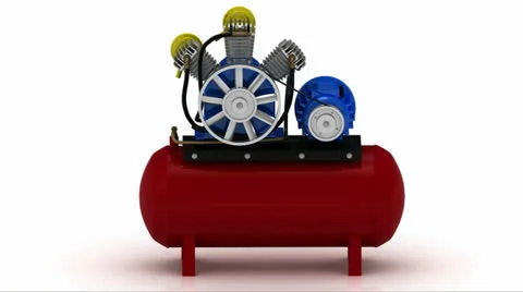 Running a portable compressor with rotating pulley and motor shaft Stock Footage 22514498