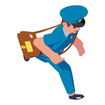Running postman icon, isometric style Stock Illustration