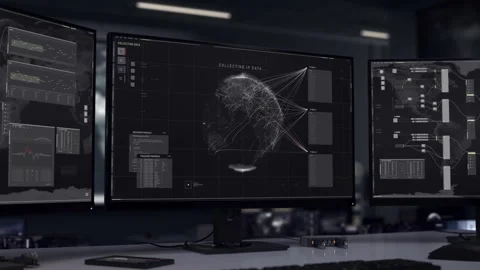 Running programming code for target satellite location coordinates analysis Stock Footage 252220257