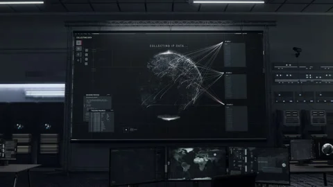 Running programming script to find the location of cyber criminals on the map Video stock 255118682