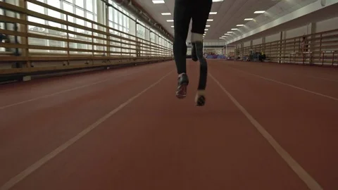 Running with Prosthetic Foot Stock Footage 72139930