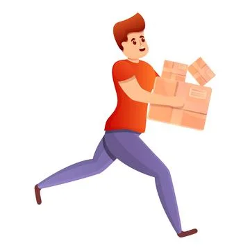 Running quickly courier icon, cartoon style Stock Illustration