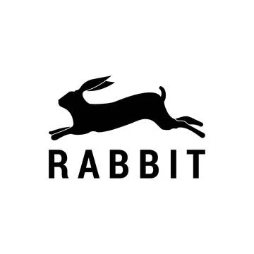 Running rabbit logo template isolated on white background Stock Illustration