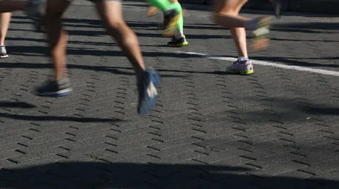 Running a race down the street EDITORIAL USE ONLY Stock Footage 22656831
