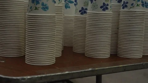 Running Race - Stack of Paper Water Cups Stock Footage 82815935