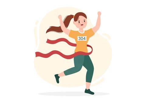 Running Racing Template Hand Drawn Cartoon Flat Illustration People Jogging f Ilustração Stock