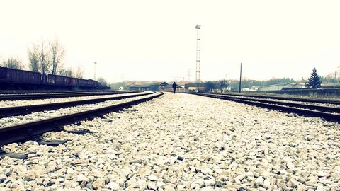 Running on the railway Stock Footage 78225805