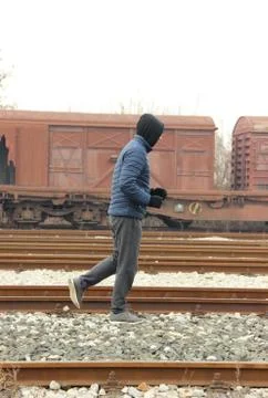 Running on the railway Foto stock