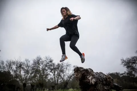 Running in the rain Stock Photos