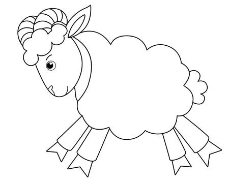 Running ram, farm animal - vector linear picture for coloring. Stock Illustration