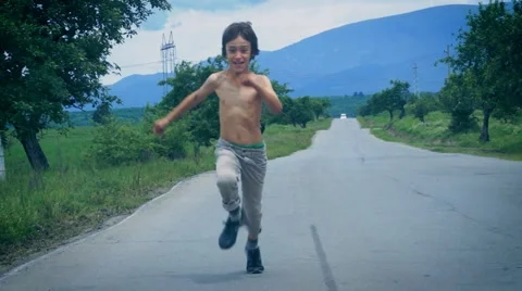 Running on the road Stock Footage 63394844