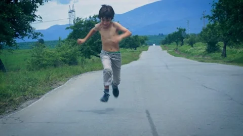 Running on the road Stock Footage 63395015