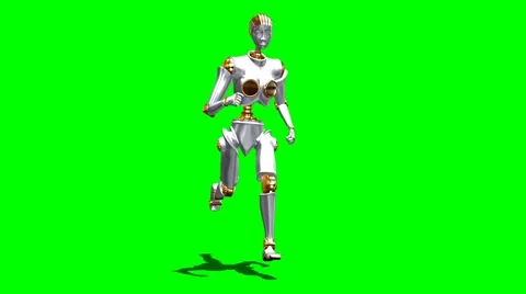 Running robot on green 스톡 동영상 5298345