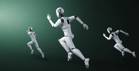 Running robot humanoid showing fast movement and vital energy Stock Illustration