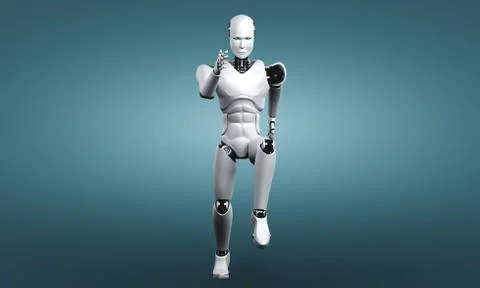 Running robot humanoid showing fast movement and vital energy Stock Illustration