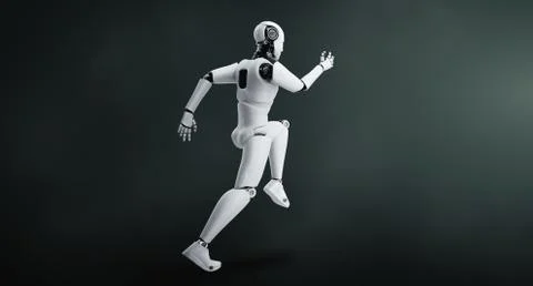 Running robot humanoid showing fast movement and vital energy Stock Illustration