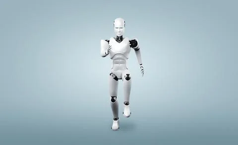 Running robot humanoid showing fast movement and vital energy Stock Illustration