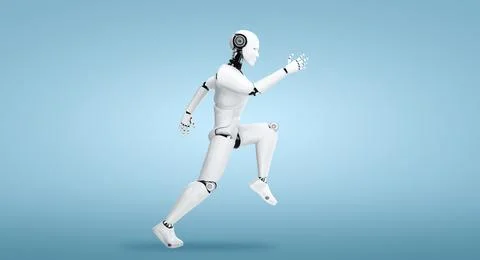 Running robot humanoid showing fast movement and vital energy Stock Illustration