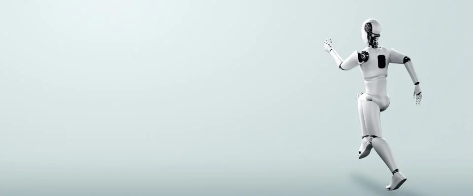 Running robot humanoid showing fast movement and vital energy Stock Illustration