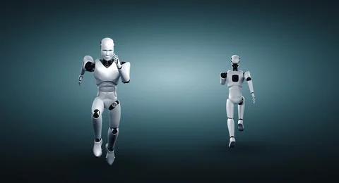 Running robot humanoid showing fast movement and vital energy Stock Illustration