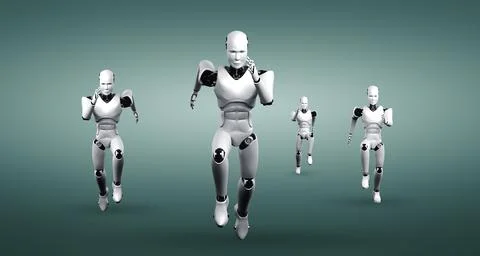 Running robot humanoid showing fast movement and vital energy Stock Illustration