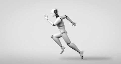 Running robot humanoid showing fast movement and vital energy Stock Illustration