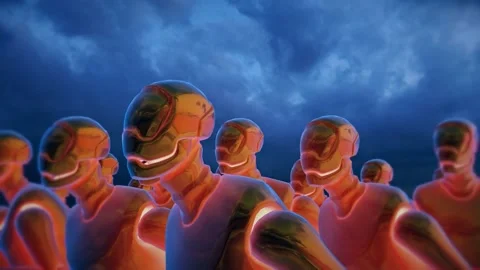 Running Robots colony 02 4k Stock Footage 145355859