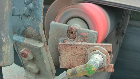 Running roller with a transport tape with a sensor. Video stock 94586058