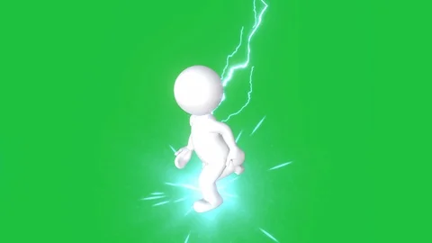 Running Round Figure with Lightning Strikes:  Loop + Matte Stock Footage 95500883