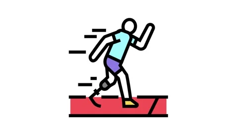 Running runner handicapped athlete color icon animation Stock Footage 224014532