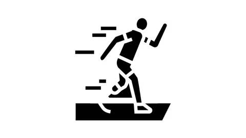Running runner handicapped athlete glyph icon animation Stock Footage 222801458