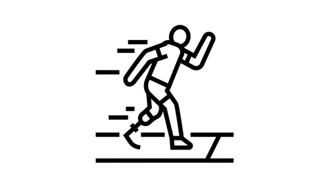 Running runner handicapped athlete line icon animation Stock Footage 224313889