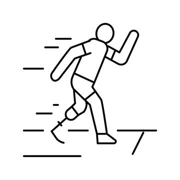 Running runner handicapped athlete line icon vector illustration Stock Illustration