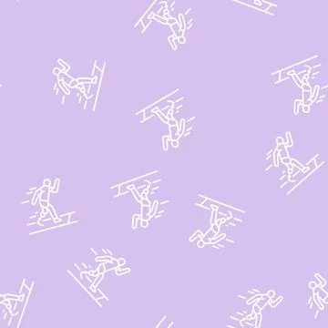 Running runner handicapped athlete line seamless pattern 스톡 일러스트