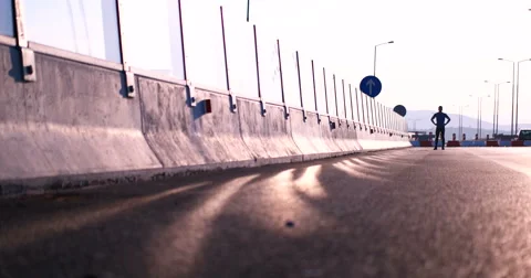 Running runner man athlete training outdoors exercising on mountain road at s Video stock 67224759