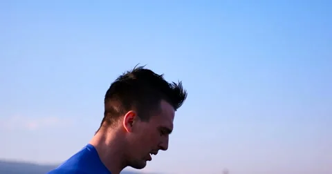 Running runner man athlete training outdoors exercising on mountain road at s Stock Footage 67236443