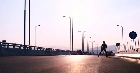Running runner man athlete training outdoors exercising on mountain road at s Stock Footage 67240160