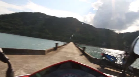 Running with a scooter Stock Footage 58175501
